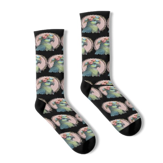 Cute Hahn's Macaw Bird Flower Crown Pet Birds Socks