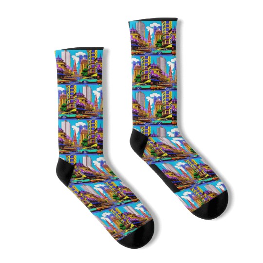 "Maximalist Chaos: chaotic stunning San Francisco Socks