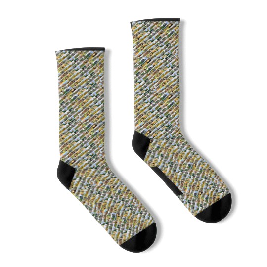 Wildlife Stripe white Collage Socks
