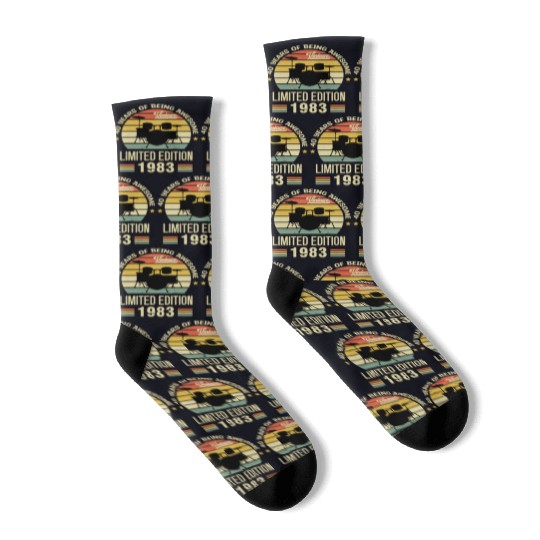 Vintage 1983 Drums 40th Birthday Drummer Socks