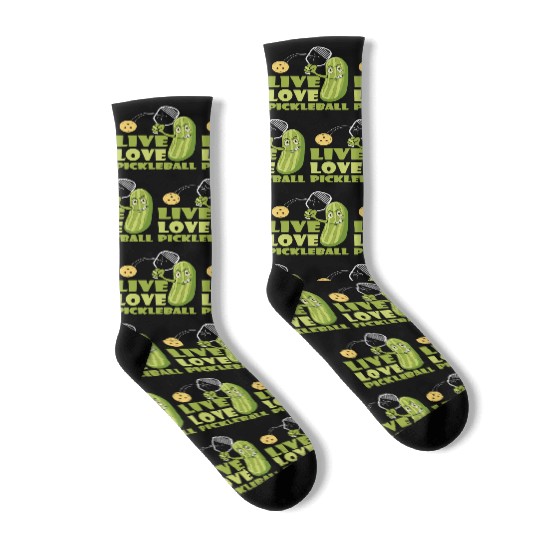 Live Love Pickleball Who Loves Pickle And Ball Socks
