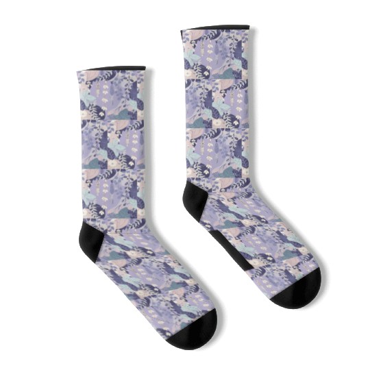 Wisteria Pattern, Japanese Kimono Fabric Pattern Socks