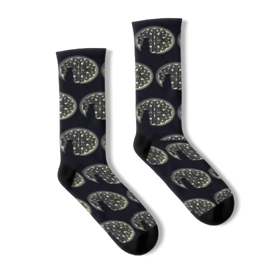 Celtic Knot Cat And The Moon Socks