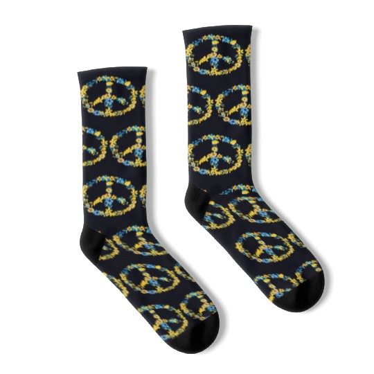 Ukraine Flag Flower Peace Heritage Socks