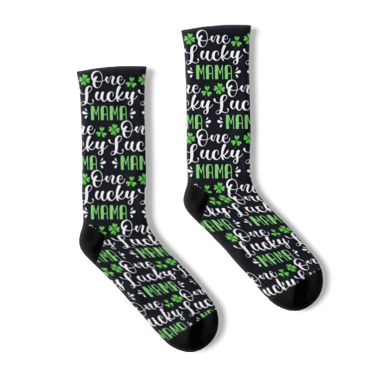One Lucky Mama St Patrick'S Day Mother Shamrock Mo Socks