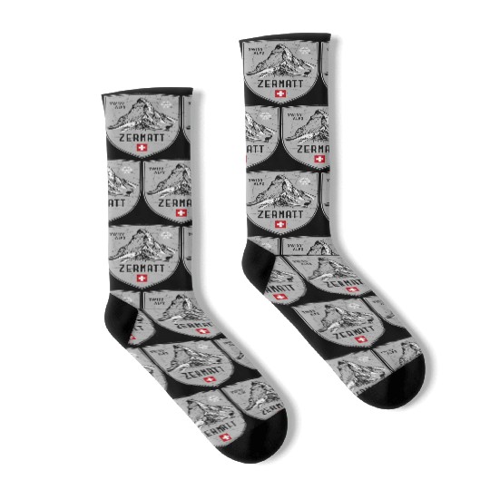Zermatt Matterhorn Mountain Switzerland Emblem Socks