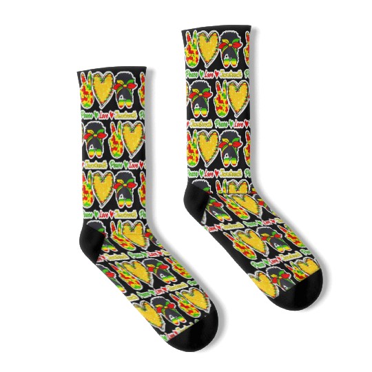 Peace Love Junenth Black Pride Freedom Independenc Socks