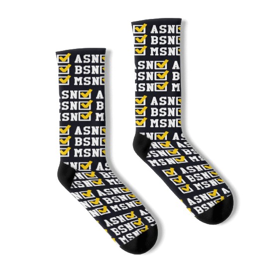 Asn Bsn Msn Nursing Degree Checklist Graduation Socks