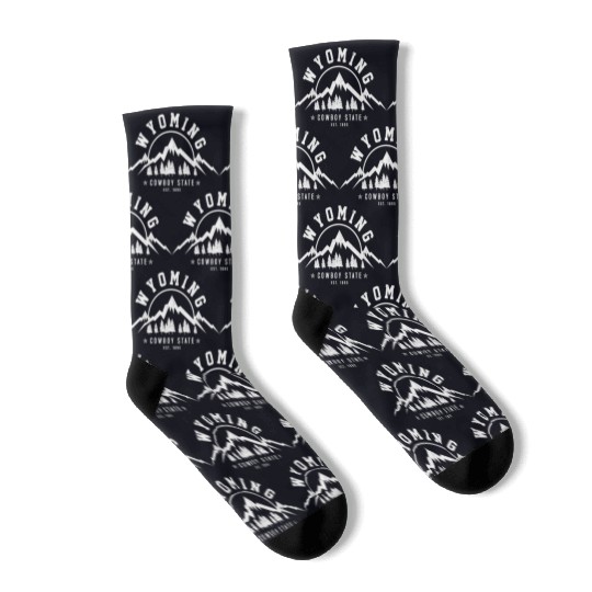 Wyoming The Cowboy State Est 1890 Mountains Socks