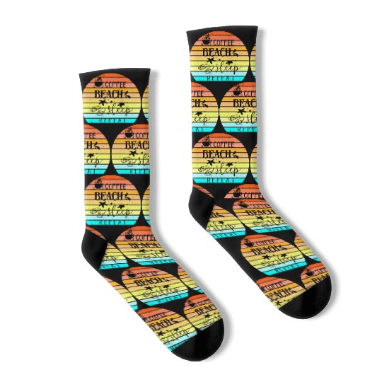 Coffee Beach Sleep Repeat Socks