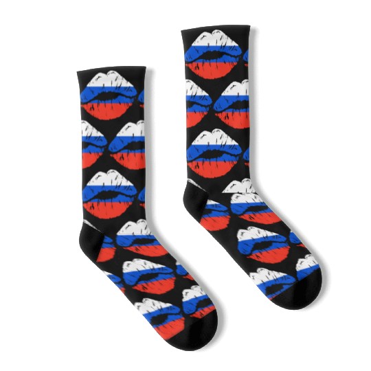 Russian Flag Lips For Russians Russia Socks