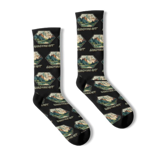 Wanderlust Mountaineer Hiking Mountain love Socks