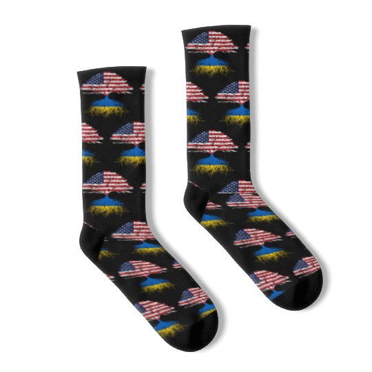 Ukrainian Roots Ukraine Us Flag Socks