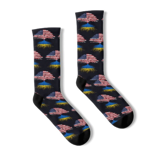 Ukrainian Roots Ukraine Us Flag Socks