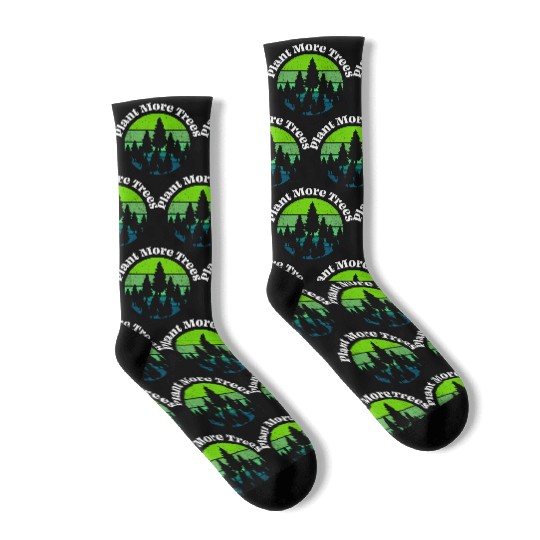 Plant More Trees Save Planet Earth Tree Hugger Ear Socks