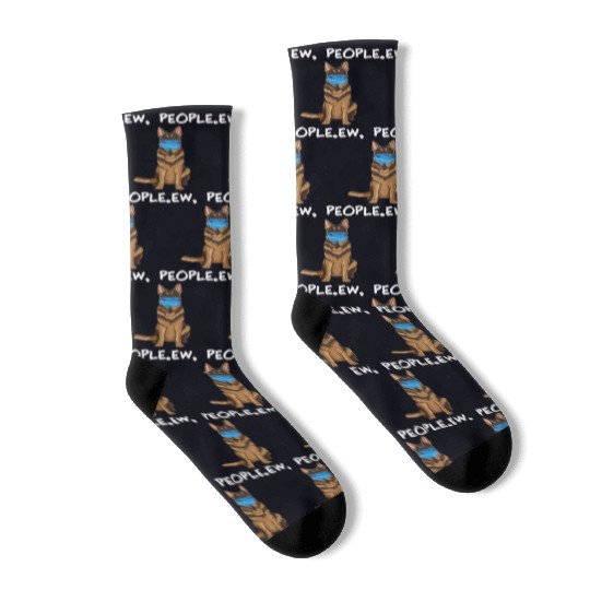 German Shepherd Ew People Dog Wearing Face Socks