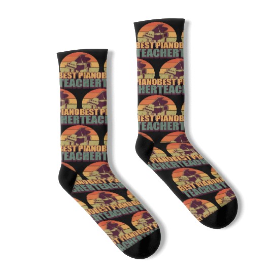 Retro Pianist Best Piano Teacher Socks