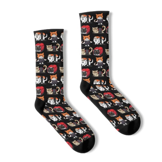 Sushi Persian Cat For Funny Cat Lover Sushi Lover Socks