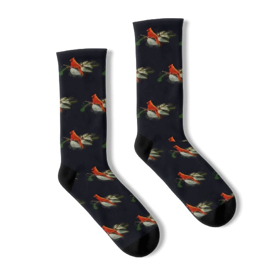Wild Red Cardinal Bird Socks