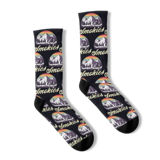 Retro Lake Tahoe Mountains Distressed Socks