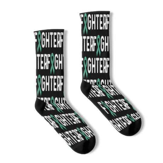 Ovarian Cancer Awareness Products Teal Ribbon Socks