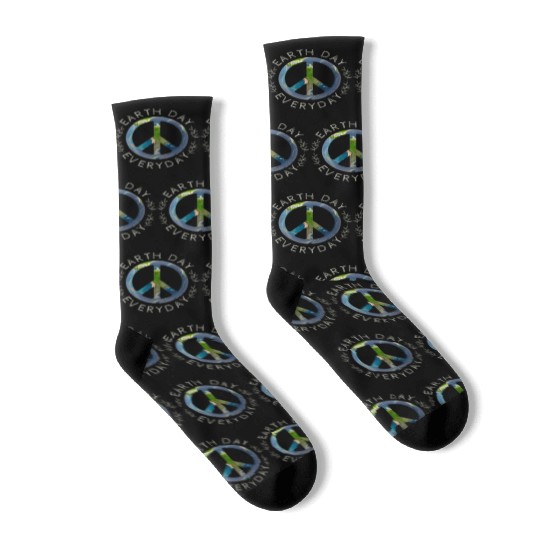 Earth Day Everyday World Global Peace On Earth Socks