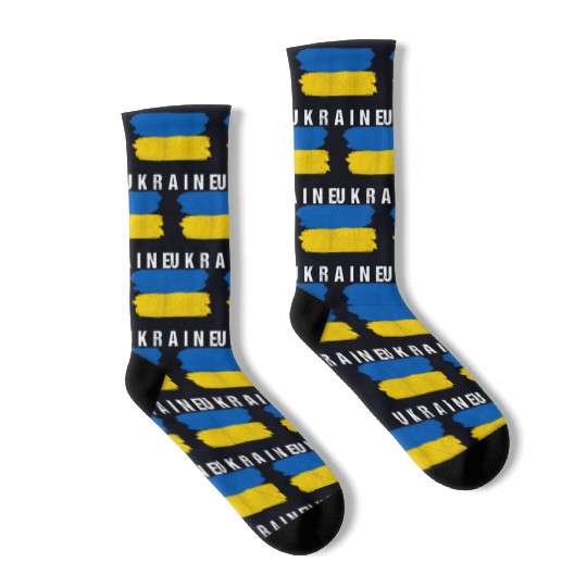 Painted Ukraine Flag Ukrainian Flag Fan Socks