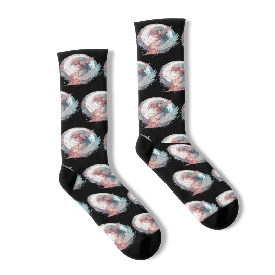 Watercolor Anime Fairy Cute Fairycore Pastel Goth Socks