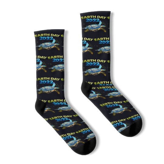 Sea Turtle Earth Day Everyday 2022 Planet World Socks