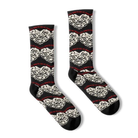 Till Death Do Us Part Skulls Heart ©WhiteTigerLLC Socks