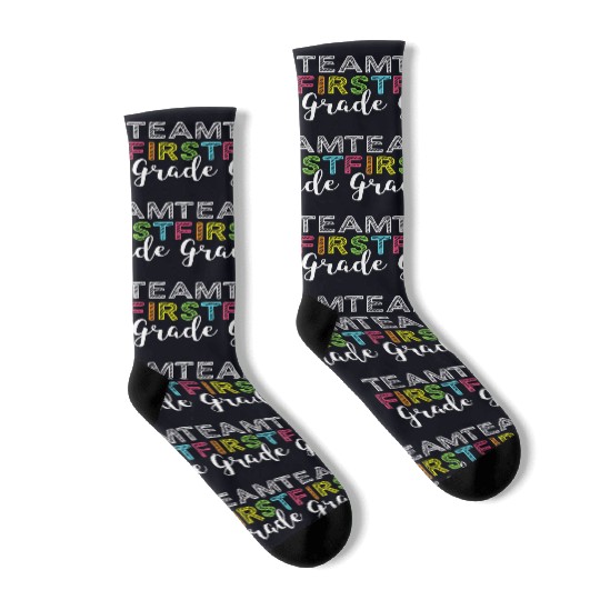 Team 1st First Grade Teacher Back To School Top Socks