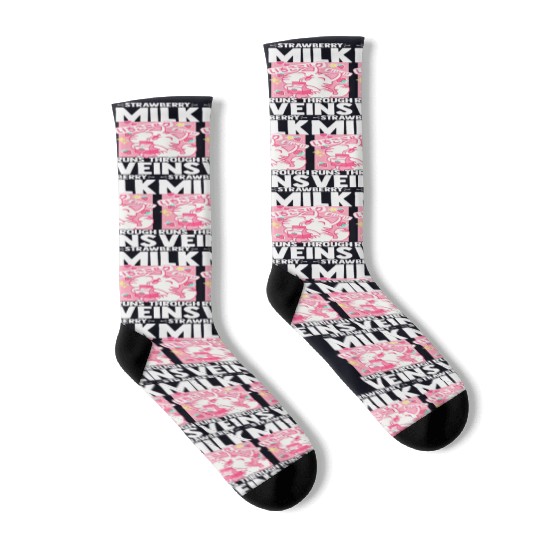 Strawberry Milk Shake Korean Vegan Japanese Drink Socks