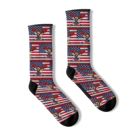 Cheerleading Cheerleader Us Flag Socks