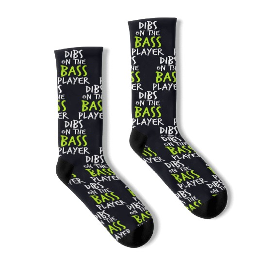 Dibs On The Bass Player Funny Guitar Player Socks