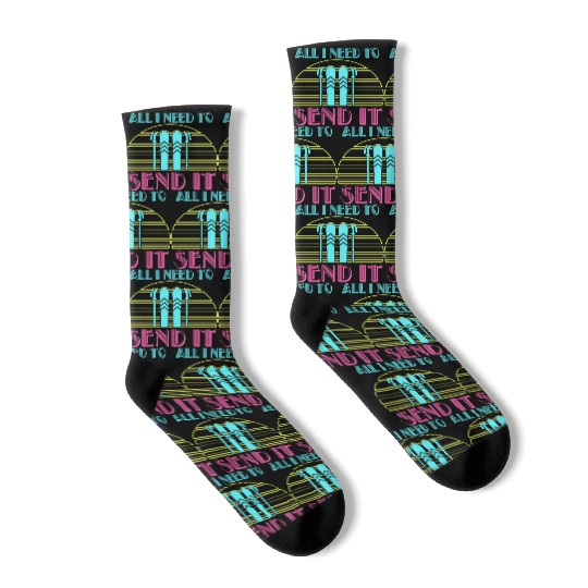 Retro Neon Send It Skiing Freestyle Skiers Ski Socks