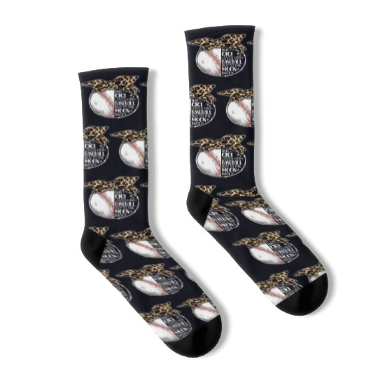 Baseball Gigi Vintage Leopard Messy Bun Socks