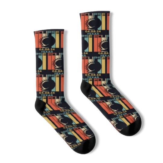 America Total Solar Eclipse 040824 Texas 2024 Socks