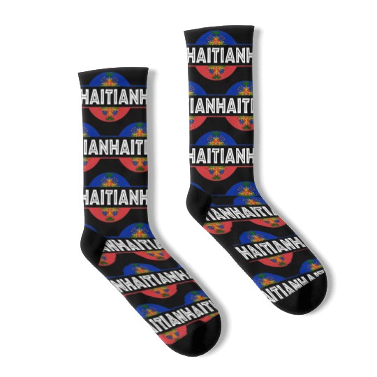 Haitian Flag Haiti Coat Of Arm Ayiti Day Pride Socks