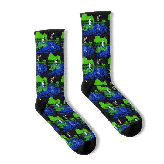 Disc Golf Sunset Guitar Guitarist Player Golfing Socks