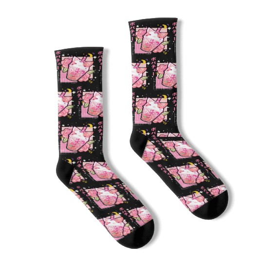 Boba Tea Cat Bubble Tea Kawaii Anime Japanese Socks