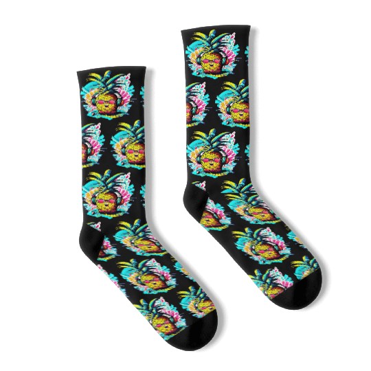 Tropic Beats: Pineapple Party Vibes Socks