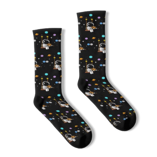 Astronaut Violin Player Violinist Viola Classical Socks