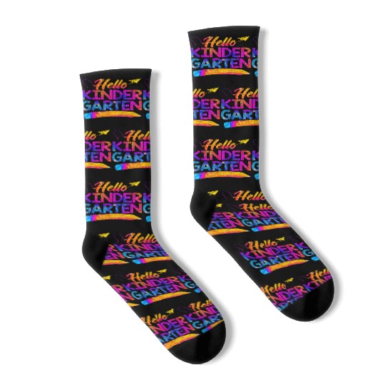 Funny Teacher Back To School Tie Dye Hello Socks