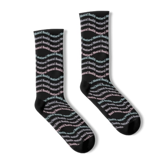 Mental Health Matters | Wavy Retro French Gray Socks