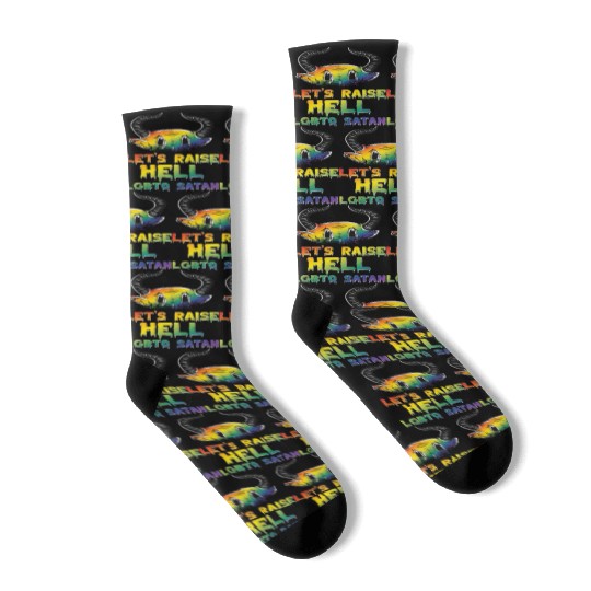 Funny Hail Gay Satan Lgbt Goth Gay Pride Baphomet Socks