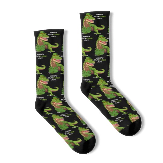 Happy St Pat Trex Day Dino St Patric Day Socks