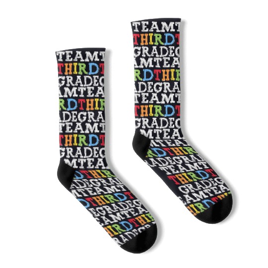 Team 3rd Grade Squad Third Teacher Student Back Socks