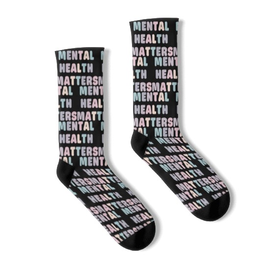 Mental Health Matters | Quote Koni French Grey Socks