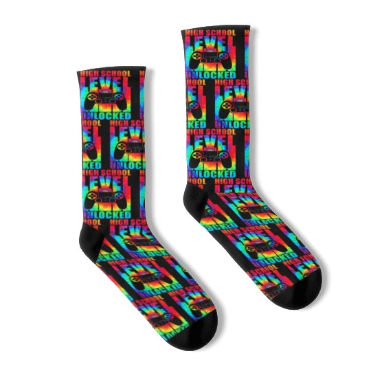 High School Level Unlocked Tie Dye Back To School Socks