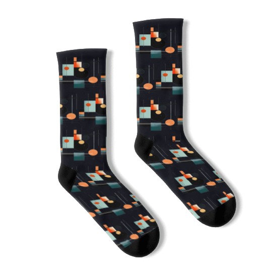Abstract Circles and Squares Socks